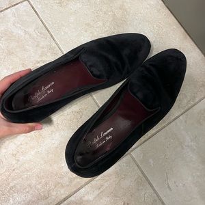 ralph lauren purple label black velvet collis slipper shoe